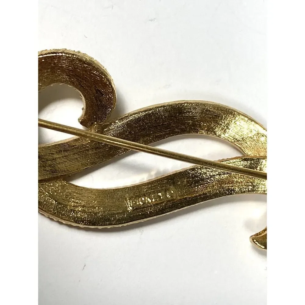 MONET Brooch Swirls Abstract Gold Tone Pin Vintage Signed